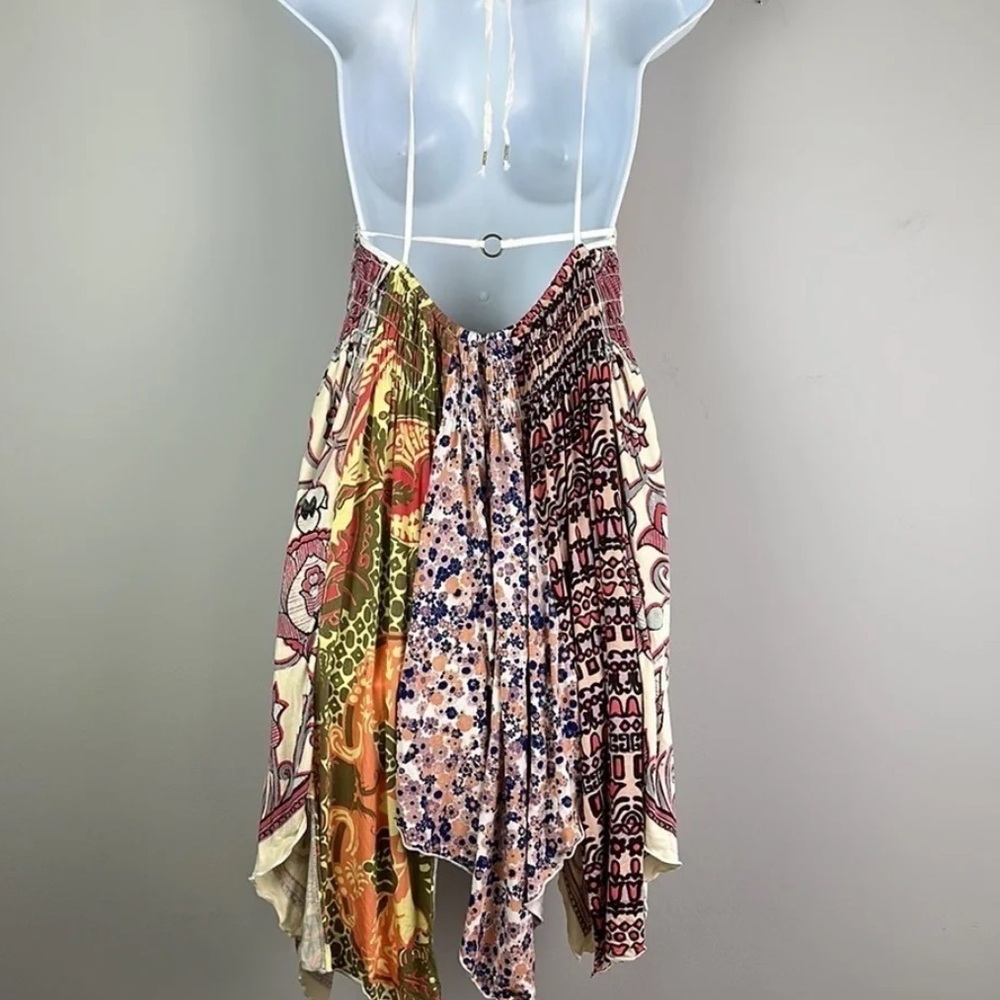Free People Patchwork Asymmetrical Maxi Dress - Cream, Pink, Orange, Green, Blue - Picture 13 of 16